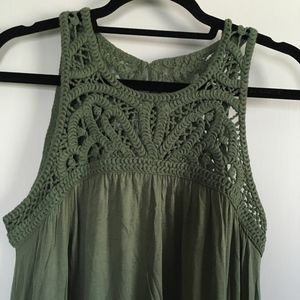 LOFT Flowy Macrame Dress, Sage, Medium